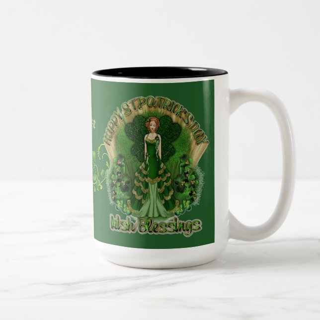 Tasse 2 Couleurs Bénédictions irlandaises personnalisées St Patrick (Droit)
