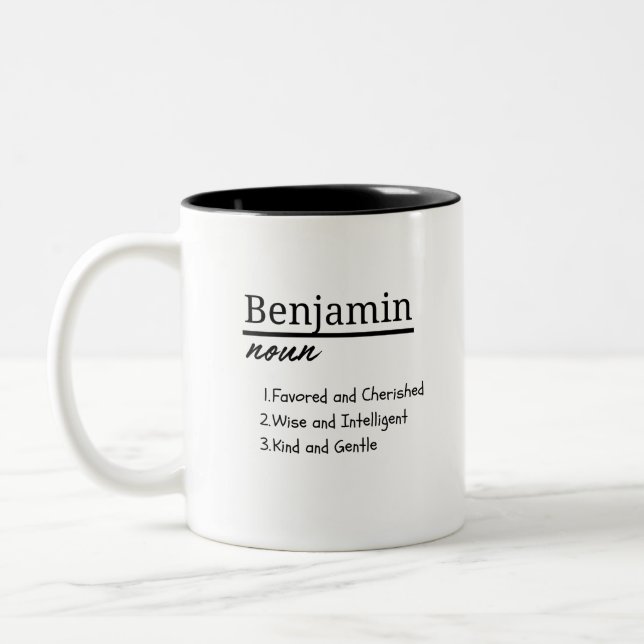 Tasse 2 Couleurs Benjamin, Garçon Nom Personnalisé Définition (Gauche)