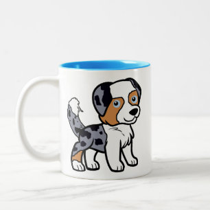 Tasse 2 Couleurs Berger Australien Blue Merle Dessin Animé avec Que