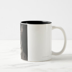 Tasse 2 Couleurs Berger australien gris et blanc avec le harnais