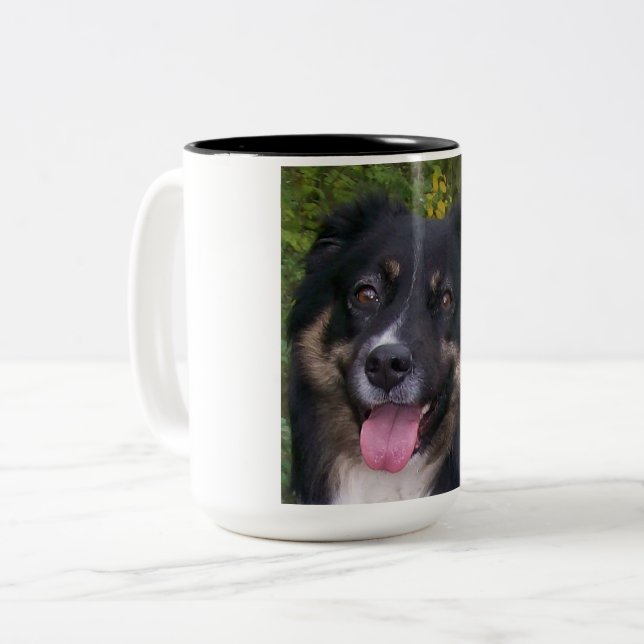 Tasse 2 Couleurs berger australien tri noir (Devant gauche)