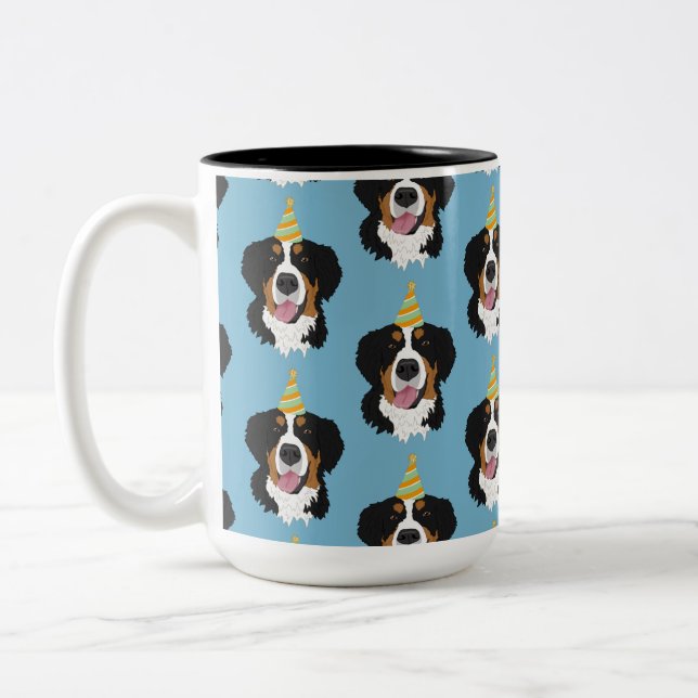 Tasse 2 Couleurs Bernese Mountain Dog Anniversaire (Gauche)