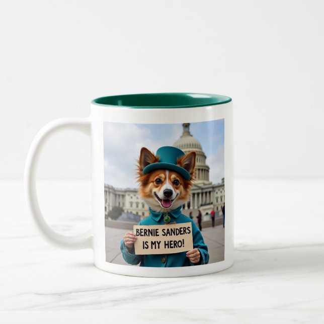 Tasse 2 Couleurs Bernie Sanders Est Mon Héros (Gauche)