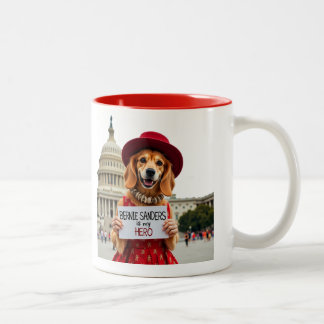Tasse 2 Couleurs Bernie Sanders est mon héros, le chien mignon