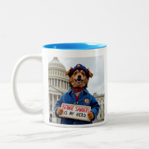 Tasse 2 Couleurs Bernie Sanders est MON héros, un chien mignon mani