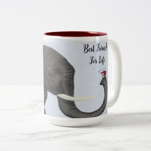 Tasse 2 Couleurs Bertha L'Adorable Elephant Et Mignonne Ladybug Cof