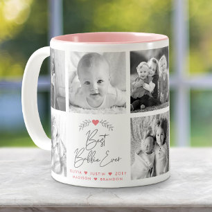 Tasse 2 Couleurs Best Bubbie Ever Modern Script 8 Photo Collage