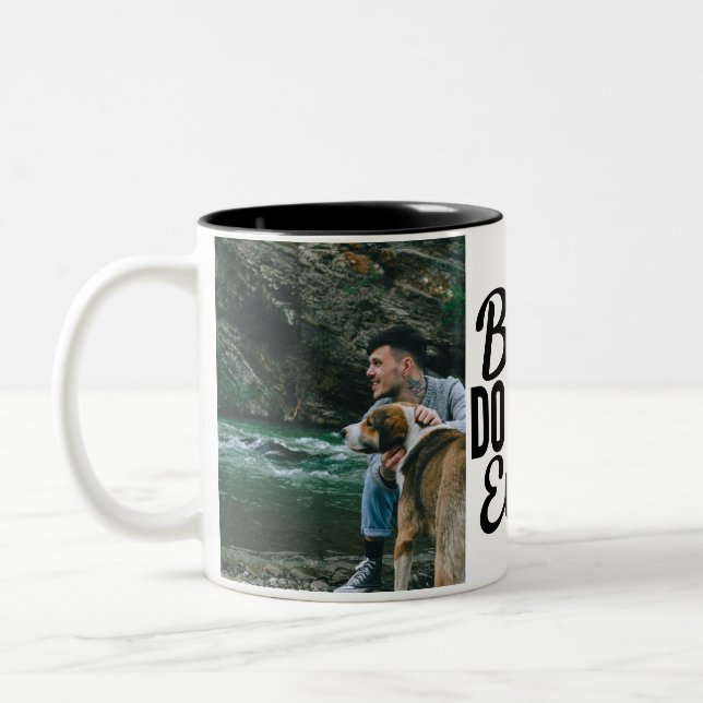 Tasse 2 Couleurs Best Chien Papa 2 Photo Double face (Gauche)