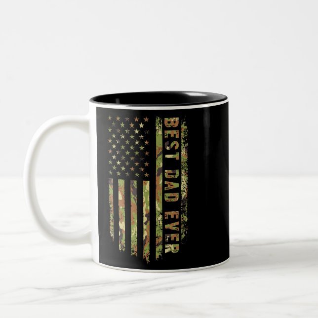 Tasse 2 Couleurs Best Dad Ever US Patriot Camouflage American Flag (Gauche)