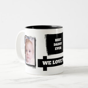 Tasse 2 Couleurs Best Daddy Ever 2 photos vous aiment blanc noir
