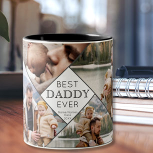 Tasse 2 Couleurs Best Daddy Ever 4 Photo Collage Ajouter Enfants No