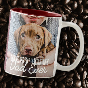 Tasse 2 Couleurs Best Dog Dad Ever Modern Custom Photo and Dog Name