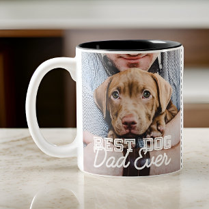 Tasse 2 Couleurs Best Dog Dad Ever Modern Custom Photo and Dog Name