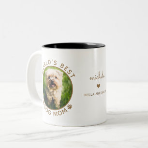 Tasse 2 Couleurs Best Dog Mom Gold Two Photo Typographie moderne