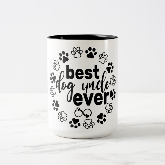 Tasse 2 Couleurs Best Dog Uncle Ever Style Cool cadeau Anniversaire (Centre)