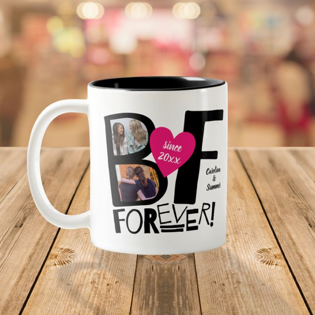 Tasse 2 Couleurs Best Friends Forever BFF mignon Coeur rose 2-Photo (Créateur téléchargé)