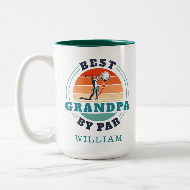 Tasse 2 Couleurs Best Grand-pa By Par Retro Golfing Cadeaux de vaca (Gauche)