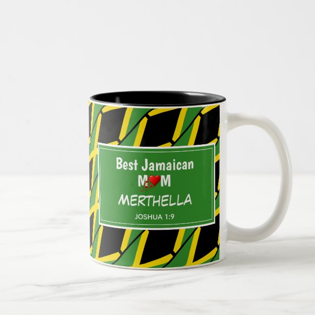 Tasse 2 Couleurs BEST JAMAÏCAIN MOM Personnalisé Jamaïque Drapeau (Droit)