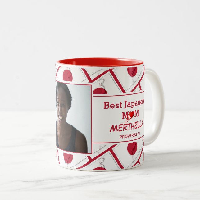 Tasse 2 Couleurs BEST JAPONAIS MOM Personnalisé HINOMARU FLAG Photo (Devant droit)