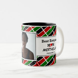 Tasse 2 Couleurs BEST KENYAN MOM Personnalisé KENYA FLAG Photo