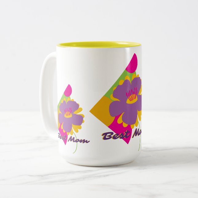 Tasse 2 Couleurs Best Mom Colourful Trendy Design (Devant gauche)