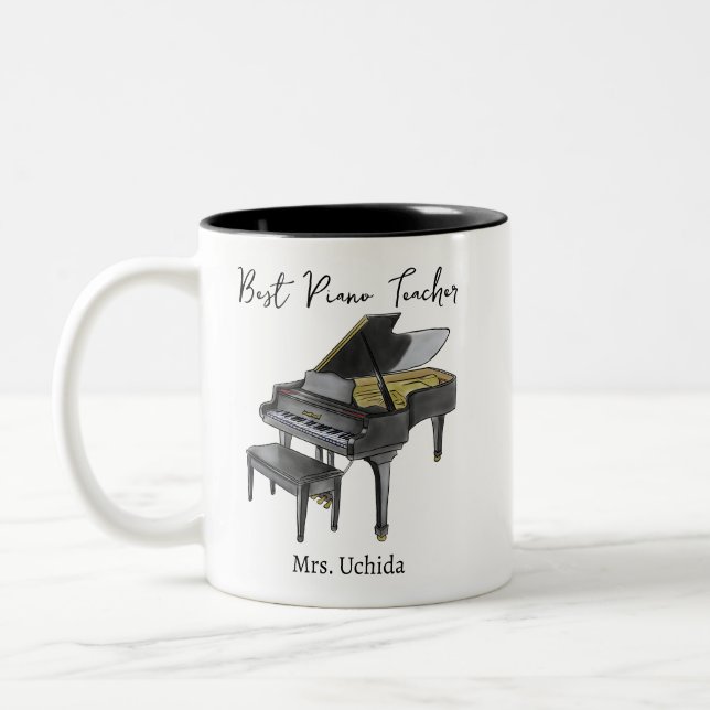 Tasse 2 Couleurs Best Piano Teacher Custom Name Grand Piano gift (Gauche)