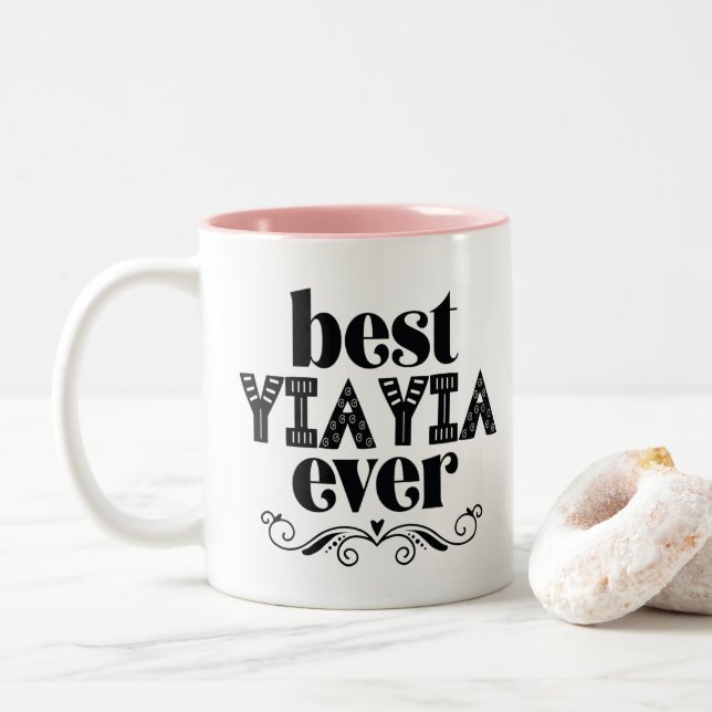 Tasse 2 Couleurs Best Yia Yia Ever Grandmother (Avec donut)
