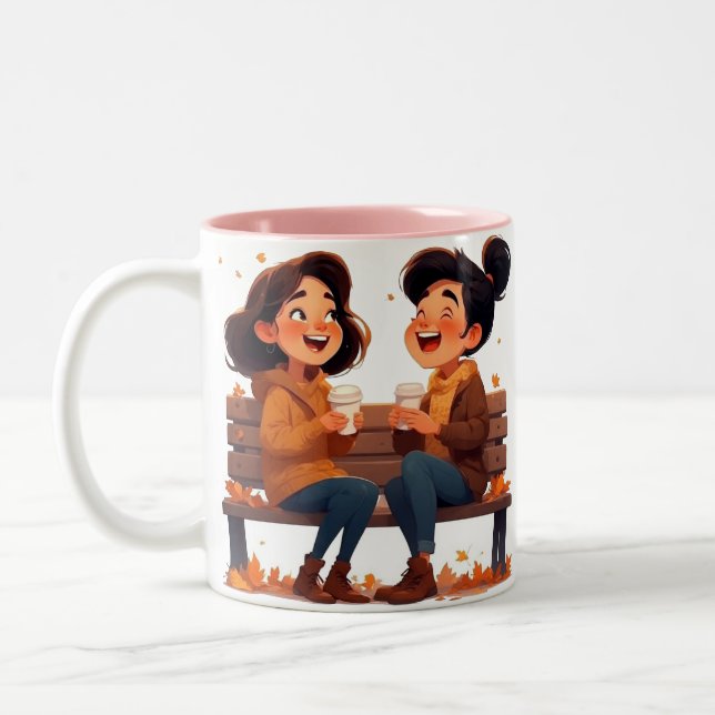 Tasse 2 Couleurs Beste Freundinnen-Tasse - Gemeinsam Lachen & Kaffe (Gauche)