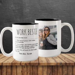 Tasse 2 Couleurs Bestie de travail Définition Drôle Personnalisé No