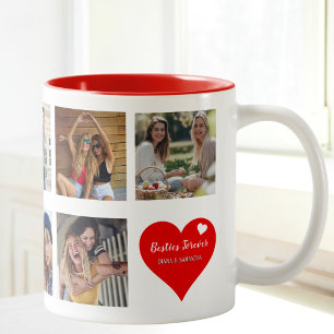 Tasse 2 Couleurs Besties Forever, BFF 9 Photo personnalisée & Coeur
