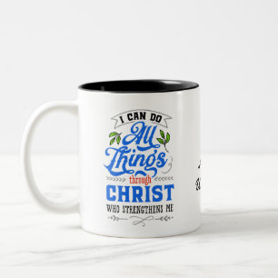 Tasse 2 Couleurs Bible Philippiens 4:13 texte encourager Personnali