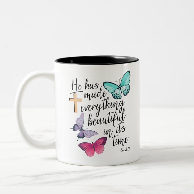 Tasse 2 Couleurs Bible Verse Cross Ecclesiastes Ecc (Gauche)