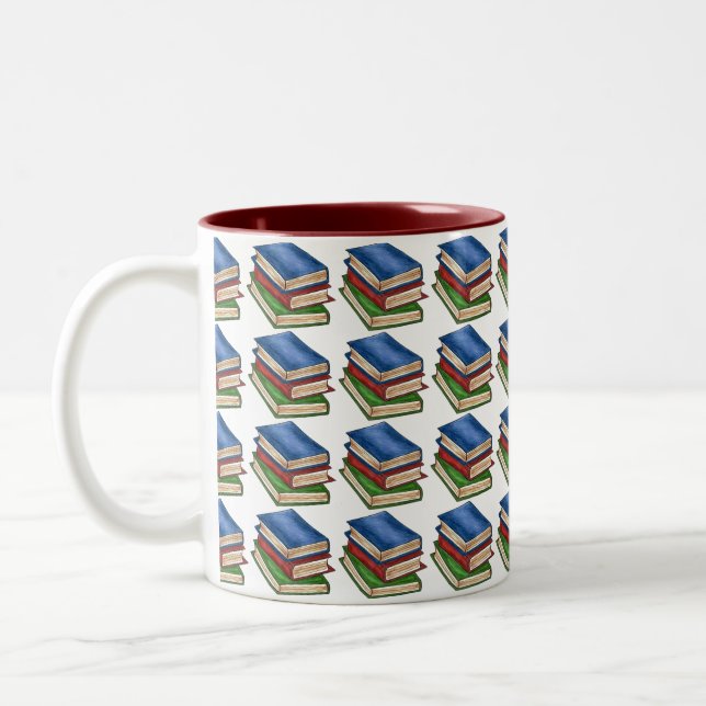 Tasse 2 Couleurs Bibliothèque Pile Love Lecture Professeur Biblioth (Gauche)