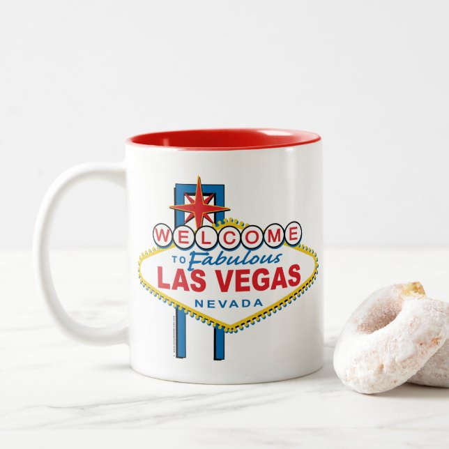 Tasse 2 Couleurs Bienvenue-à-Las-Vegas (Avec donut)