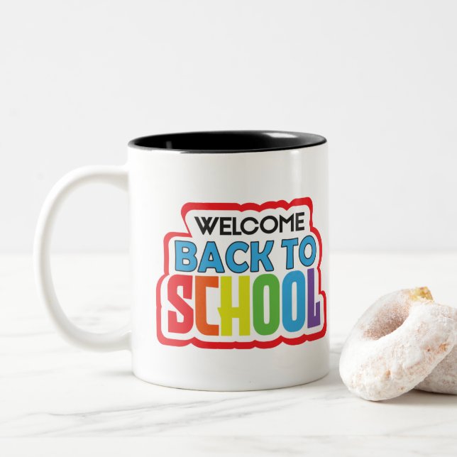 Tasse 2 Couleurs Bienvenue à l'école (Avec donut)