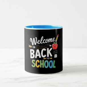 Tasse 2 Couleurs Bienvenue à l'école, premier jour d'école, enseign