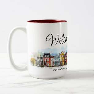 Tasse 2 Couleurs Bienvenue Accueil Immobilier Fermer Cadeau