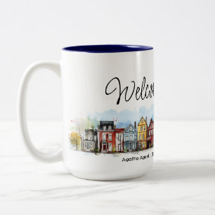 Tasse 2 Couleurs Bienvenue Accueil Immobilier Fermer Cadeau