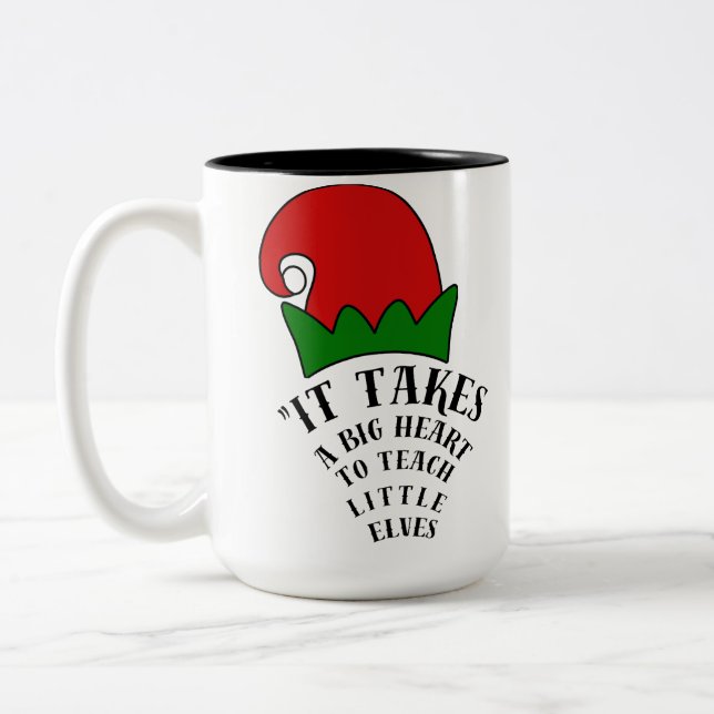 Tasse 2 Couleurs Big Heart To Teach Little Elves Christmas Teacher (Gauche)