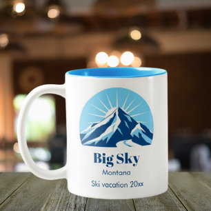 Tasse 2 Couleurs Big sky Montana seul souvenir de ski de montagne