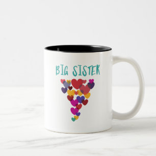 Tasse 2 Couleurs Big Soeur Amour Coeurs flottants