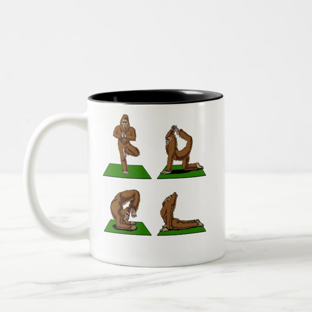 Tasse 2 Couleurs Bigfoot Zen Yoga Poses Imaginaire drôle (Gauche)