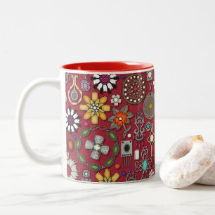 Tasse 2 Couleurs bijou boho trésor rouge