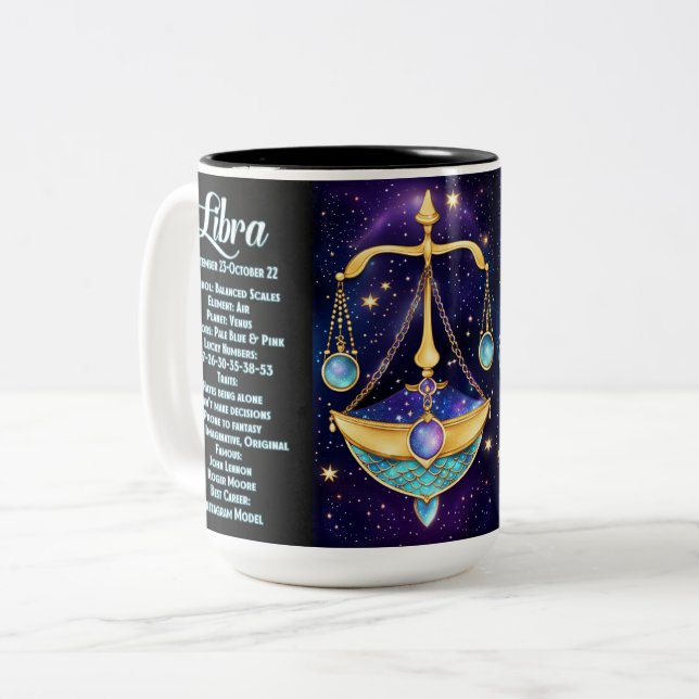 Tasse 2 Couleurs Bijou personnalisé Galaxie Zodiac Libra (Devant gauche)