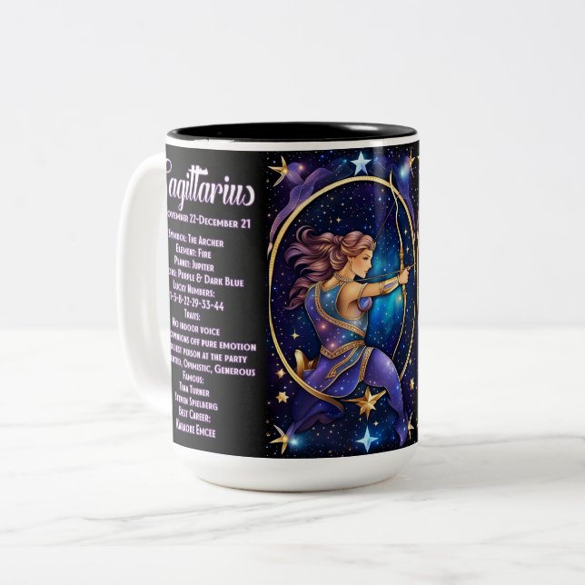 Tasse 2 Couleurs Bijou personnalisé Galaxie Zodiac Sagittaire (Devant gauche)