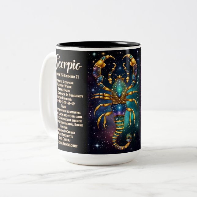Tasse 2 Couleurs Bijou personnalisé Galaxie Zodiac Scorpio (Devant gauche)