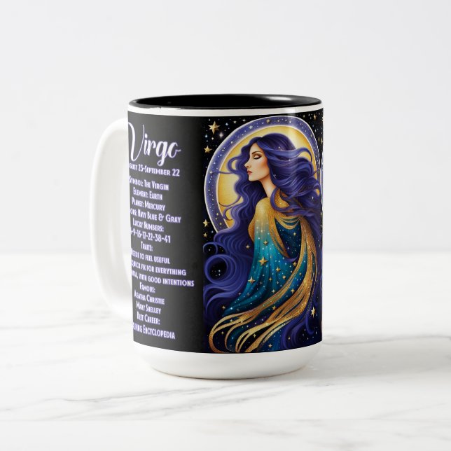 Tasse 2 Couleurs Bijou personnalisé Galaxie Zodiac Virgo (Devant gauche)