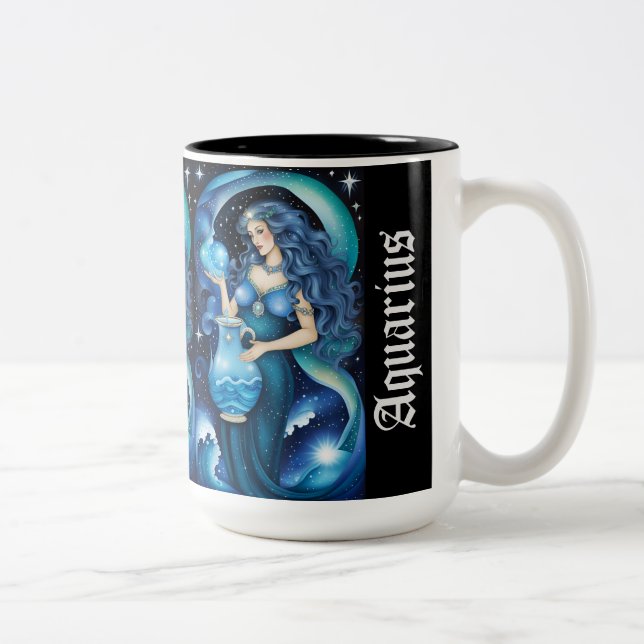 Tasse 2 Couleurs Bijoux Galaxie Zodiac Aquarius (Droit)