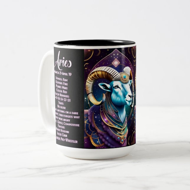 Tasse 2 Couleurs Bijoux personnalisés Galaxie Zodiac Aries (Devant gauche)