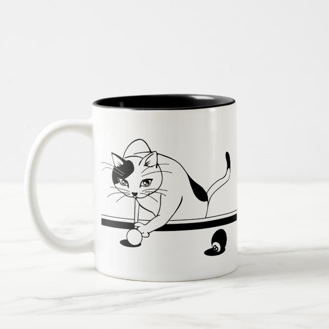 Tasse 2 Couleurs Billard Jeu Chat Visent À (Gauche)